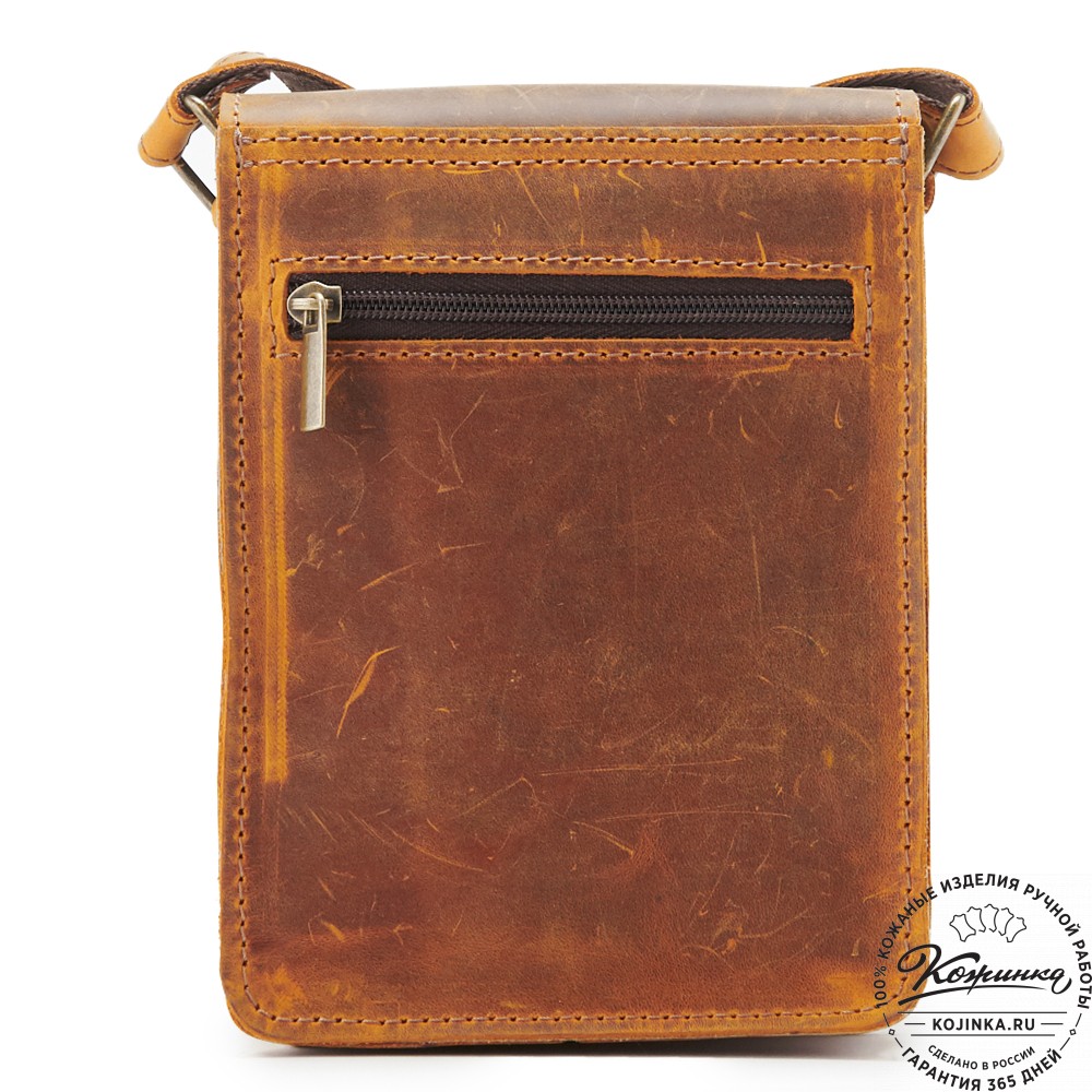 Мужская кожаная сумка "Робин" (рыжий крейзи)